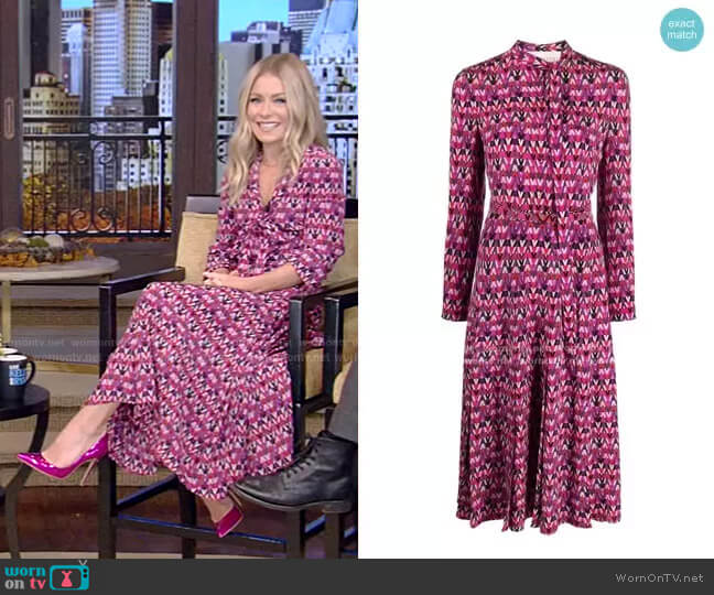 Valentino Optical Print Shirtdress worn by Kelly Ripa on Live with Kelly and Mark