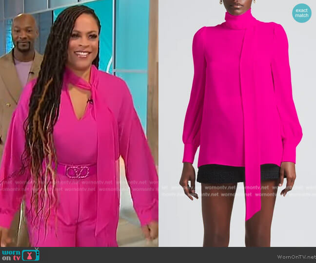 Valentino Tie-Neck Silk Blouse worn by Shaunie Henderson on Sherri