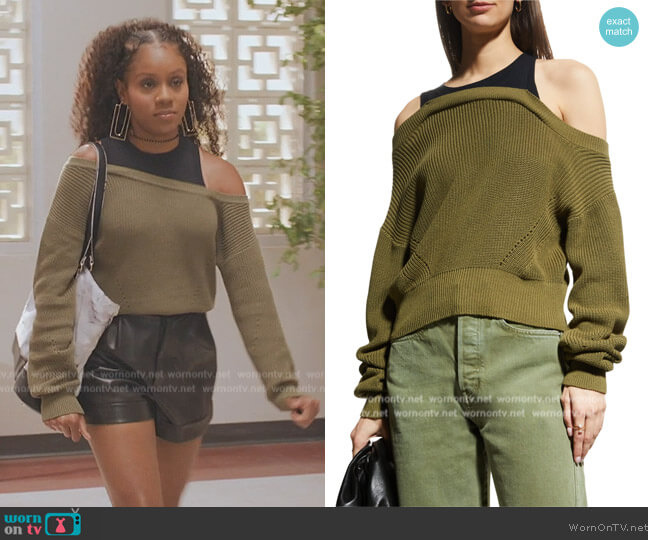 Veronica Beard Prescott Layered Off-The-Shoulder Sweater worn by Simone (Geffri Hightower) on All American Homecoming
