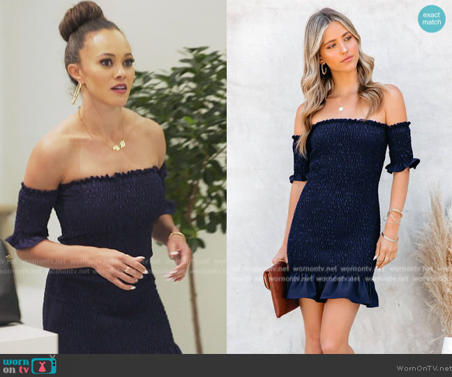 Vici Some Like it Hot Off Shoulder Dress worn by Ashley Darby on The Real Housewives of Potomac