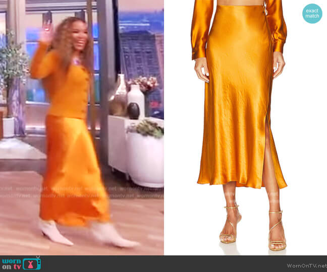 Vince Side Slit Slip Skirt worn by Sunny Hostin on The View