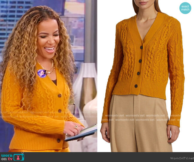 Vince Braided Cable Cardigan worn by Sunny Hostin on The View
