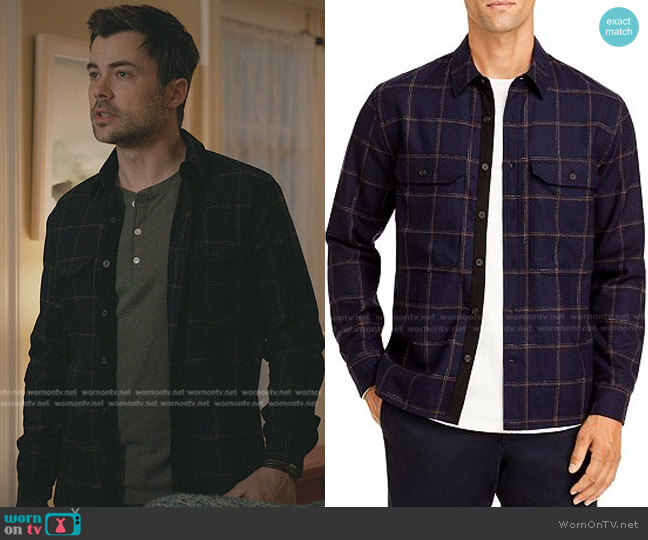 Vince Crosshatch Windowpane Classic Fit Button Down Shirt worn by Zeke Landon (Matt Long) on Manifest