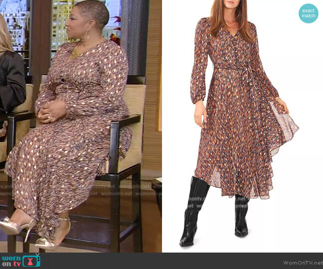 Vince Camuto Long Sleeve V Neck Maxi Dress worn by Deja Vu on Live with Kelly and Mark