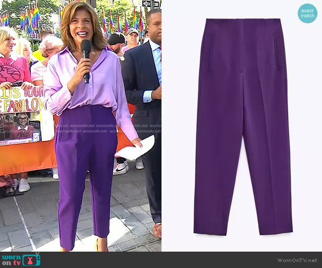 Zara High-Waisted Pants in Purple worn by Hoda Kotb on Today