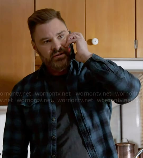 Adam’s blue checked shirt on Chicago PD