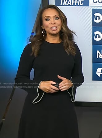 Adelle’s black bell sleeve dress on Today