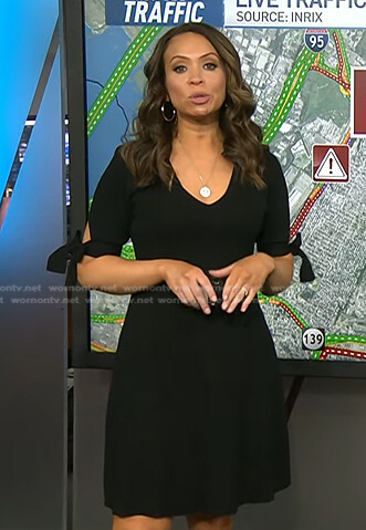 Adelle’s black tie-sleeve dress on Today