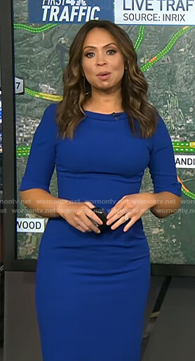 Adelle’s blue elbow sleeve sheath dress on Today