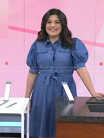 Adrianna’s blue puff sleeve midi dress on Today