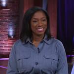 AJ Jefferson’s blue belted jacket on The Kelly Clarkson Show