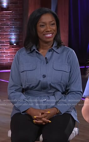 AJ Jefferson’s blue belted jacket on The Kelly Clarkson Show