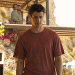 Albie’s red t-shirt and printed shorts on The White Lotus