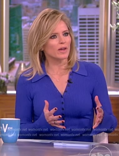 Sara’s blue ribbed polo dress on The View