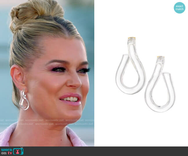 Alexis Bittar Twist Lucite Hoop Earrings in Clear worn by Rebecca Romijn on The Real Love Boat