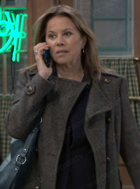 Alexis’s long herringbone coat on General Hospital