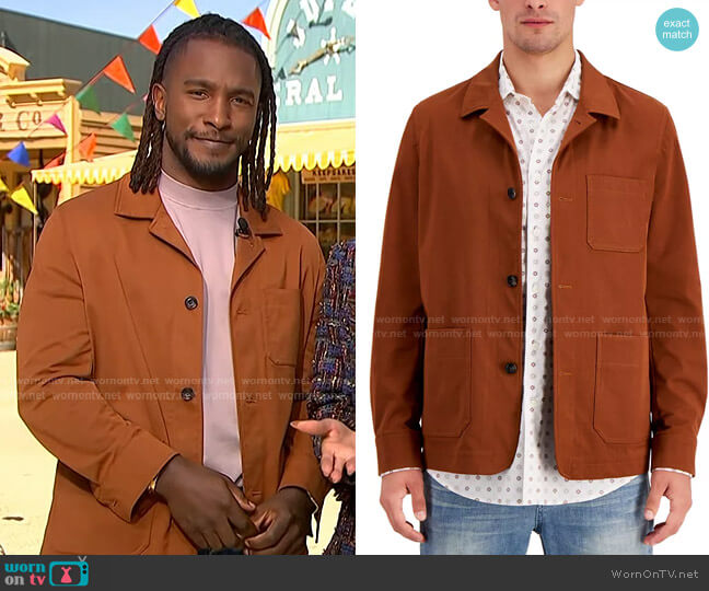 Alfani Regular-Fit Solid Shirt Jacket worn by Scott Evans on Access Hollywood