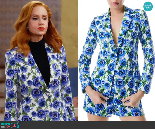 Alice + Olivia Macey Blazer in Perfect Pansy Multi worn by Sheila (Swoosie Kurtz) on Call Me Kat