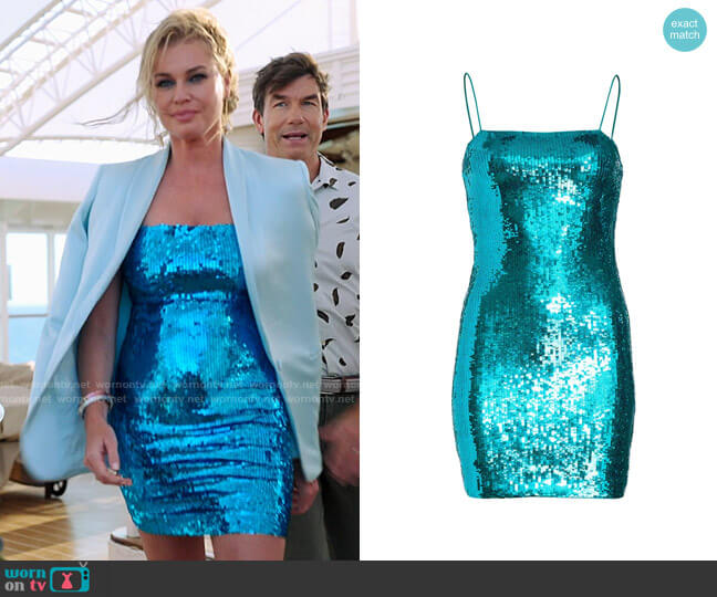 Alice + Olivia Nelle Dress in Ocean Blue worn by Rebecca Romijn on The Real Love Boat