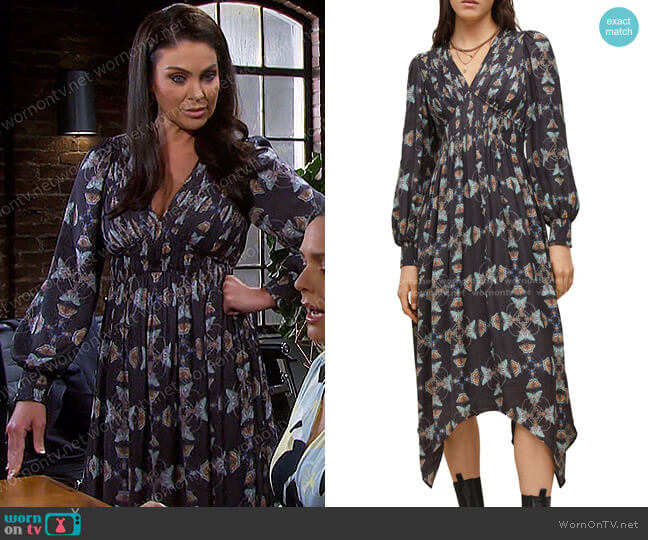 All Saints Estelle Paradise Midi Dress worn by Chloe Lane (Nadia Bjorlin) on Days of our Lives
