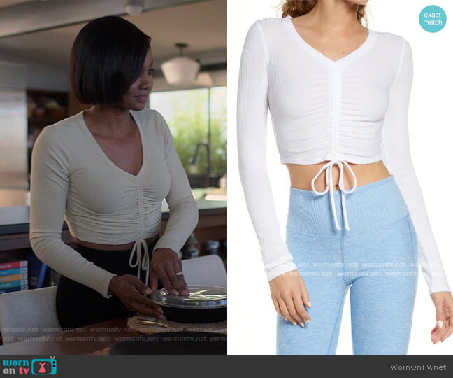 Alo Rib Cinched Crop Top worn by Jax Stewart (Emayatzy Corinealdi) on Reasonable Doubt