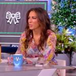 Alyssa’s floral print tie neck mini dress on The View