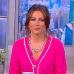 Alyssa’s pink metallic trim cardigan on The View