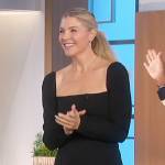 Amanda’s black square neck dress on The Talk