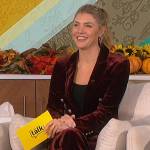 Amanda’s burgundy velvet blazer and pants on The Talk