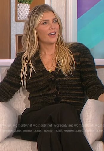 Amanda’s black stripe cardigan on The Talk