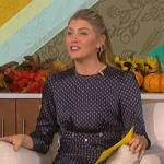 Amanda’s navy printed button dress on The Talk