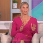 Amanda’s pink ribbed wrap dress on The Talk