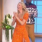 Amanda’s orange floral sweetheart dress on The Talk