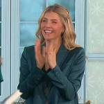 Amanda’s teal satin blazer and top on The Talk