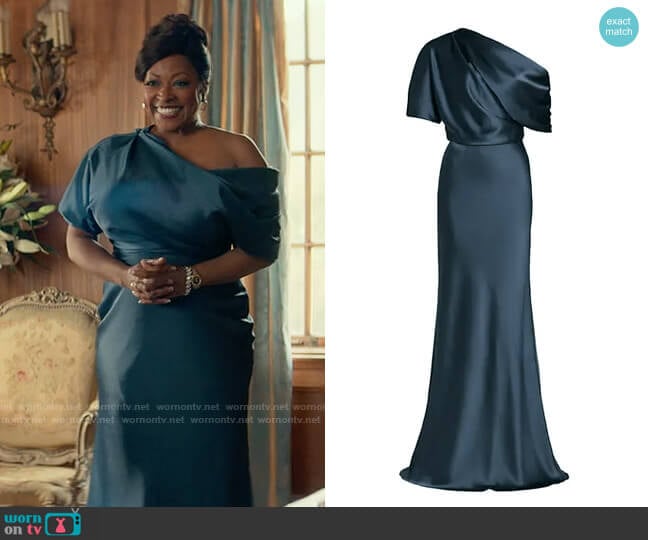 Amsale Satin One Shoulder Gown worn by Lynn (Kellita Smith) on From Scratch
