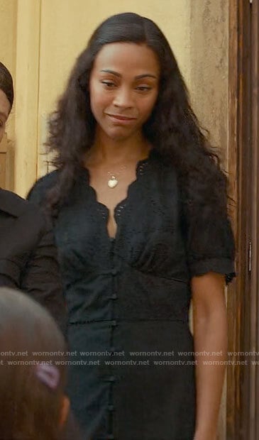 Amy’s black eyelet dress on From Scratch