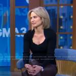 Amy’s black ribbed top and brown pants on Good Morning America