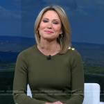 Amy’s khaki green button shoulder dress on Good Morning America