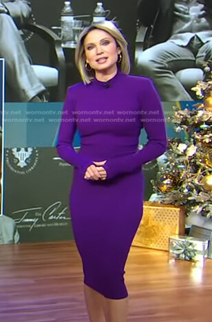 Amy’s purple ribbed knit dress on Good Morning America