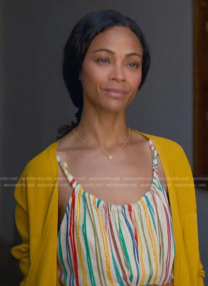 Amy’s rainbow striped maxi dress on From Scratch