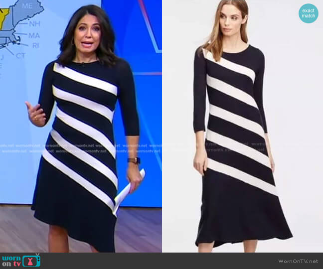 Ann Taylor Merino Wool Sweater Dress worn by Cecilia Vega on Good Morning America