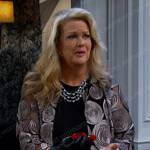 Anna’s black circle print jacket on Days of our Lives