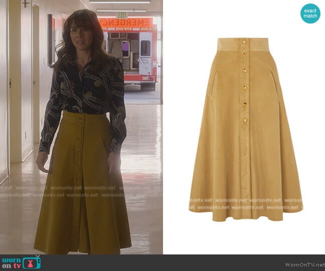 Anna Mason Liv Skirt worn by Judy Hale (Linda Cardellini) on Dead to Me