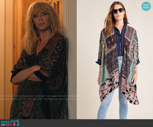 Frida Burnout Velvet Kimono from Anthropologie worn by Beth Dutton (Kelly Reilly) on Yellowstone