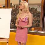 Anya Taylor-Joy’s pink mesh mini dress on The Drew Barrymore Show