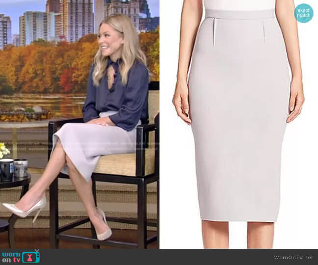 Roland Mouret Arreton Wool Pencil Skirt worn by Kelly Ripa on Live with Kelly and Mark