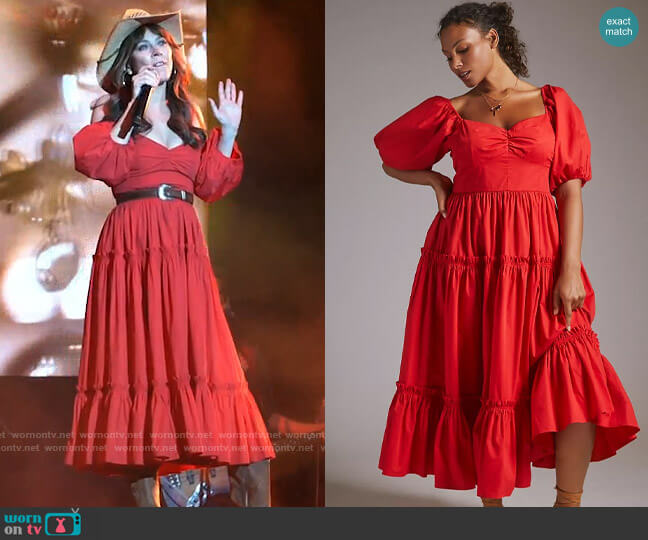 Atsu Off-The-Shoulder Poplin Midi Dress worn by Nicolette Roman (Anna Friel) on Monarch