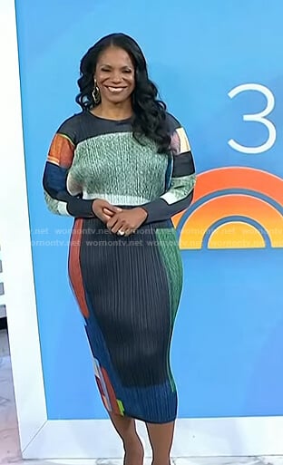 Audra’s colorblock pleated dress on Today
