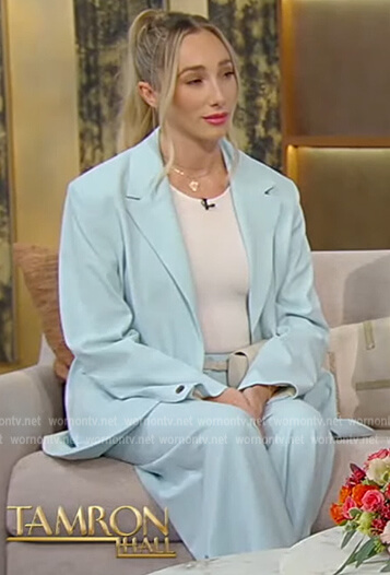 Aurora Culpo’s light blue blazer and pants on Tamron Hall Show