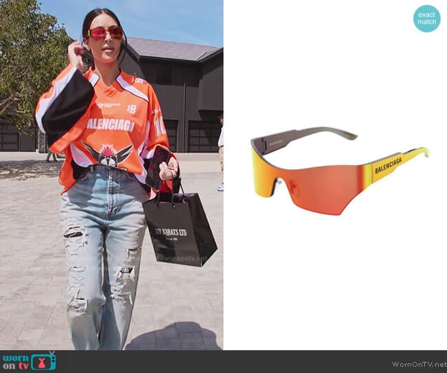 Balenciaga Orange Sunglasses worn by Kim Kardashian (Kim Kardashian) on The Kardashians